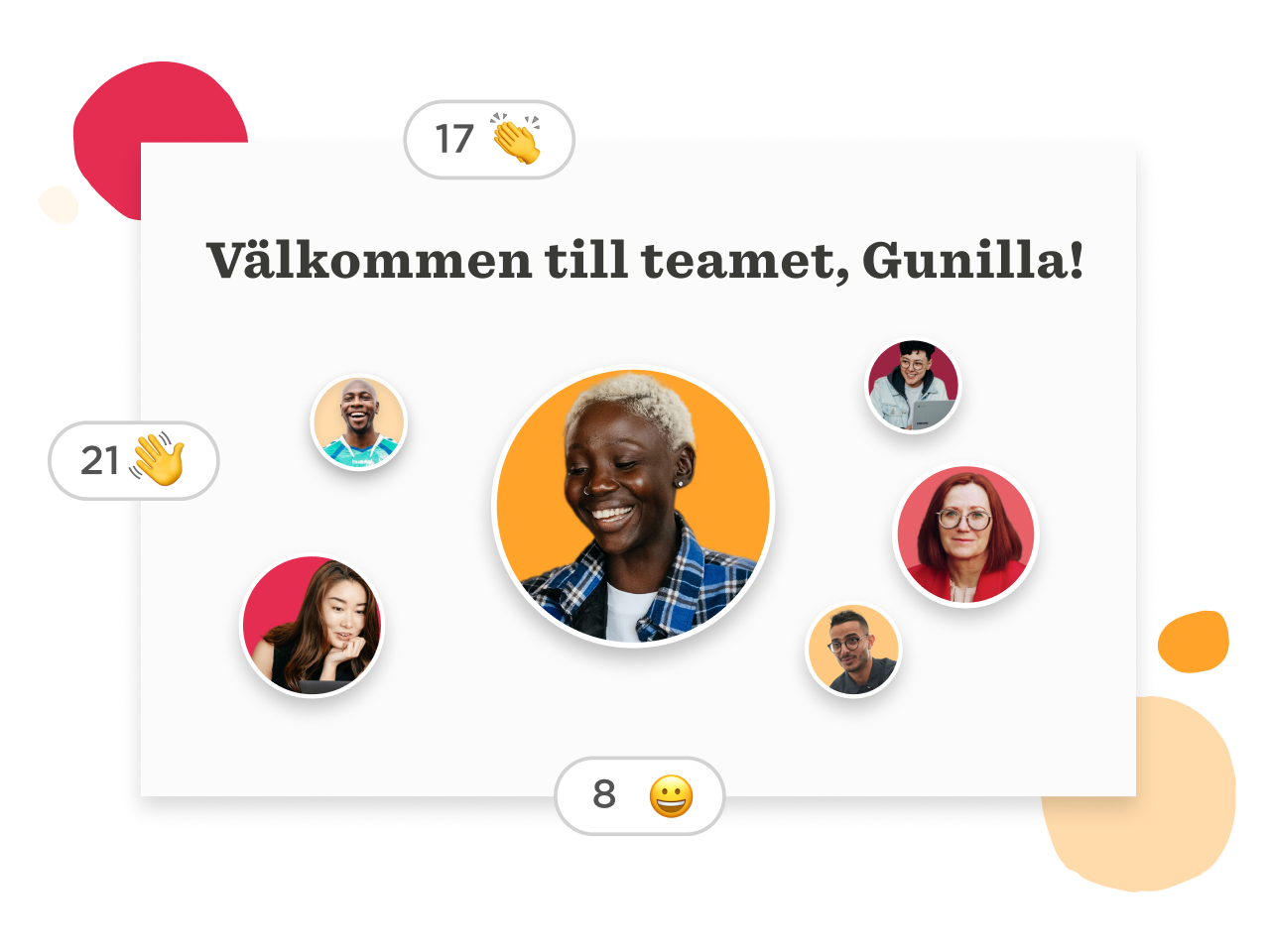 välkommen, team, smiling, diverse, people, hands, clapping, celebration, positive