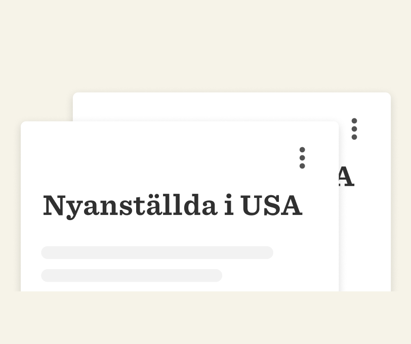 Nyanställda i USA visual presentation with clean design, featuring header and menu options on light background, Job announcements in USA design with minimalist style.