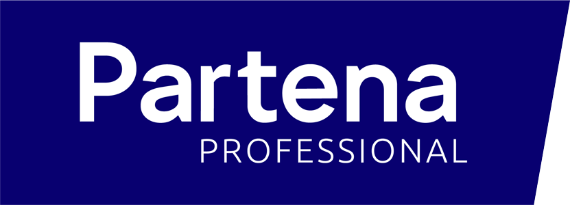 Partena Professional logo on a deep blue background, emphasizing professional services and branding, Branding, Logo Design