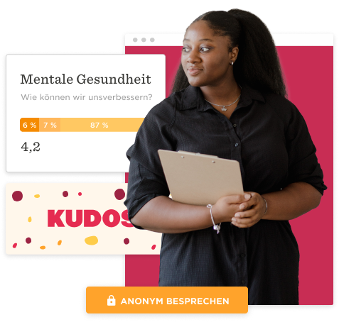 mentale-gesundheit-kudos-statistik, frau-hält-clipboard-und-sieht-nachdenklich-aus