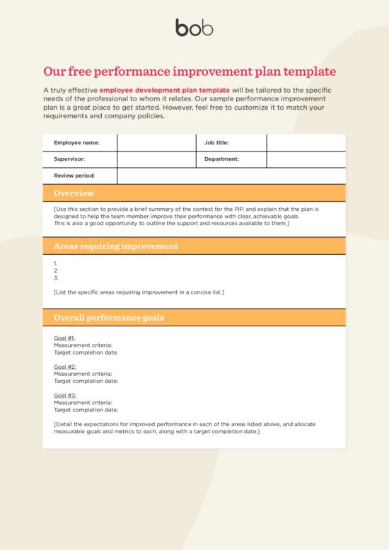 Performance improvement plan template | Free PIP sample
